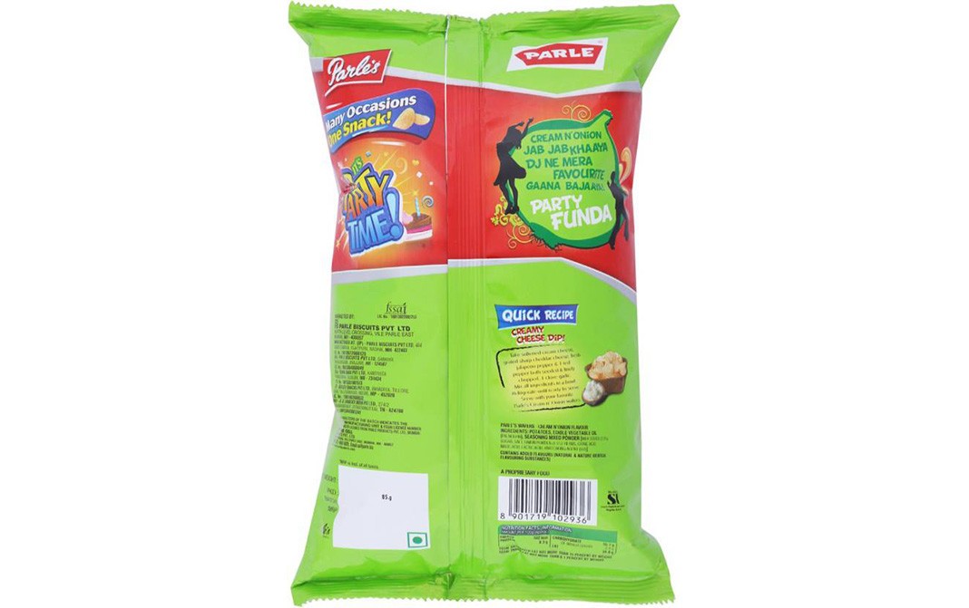 Parle Wafers Cream n' Onion Potato Chips   Pack  85 grams